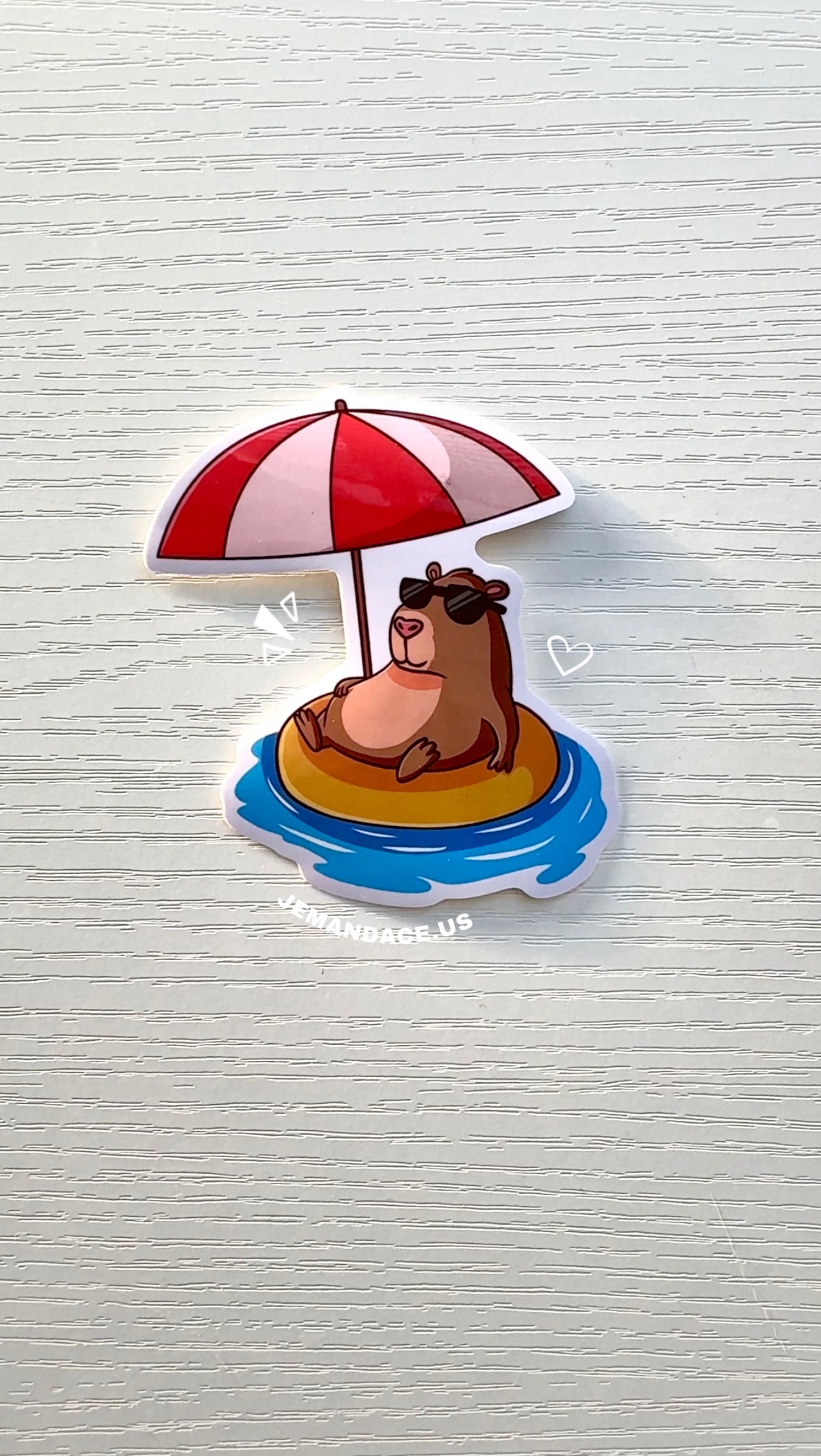 Beach Capybara Vinyl Sticker