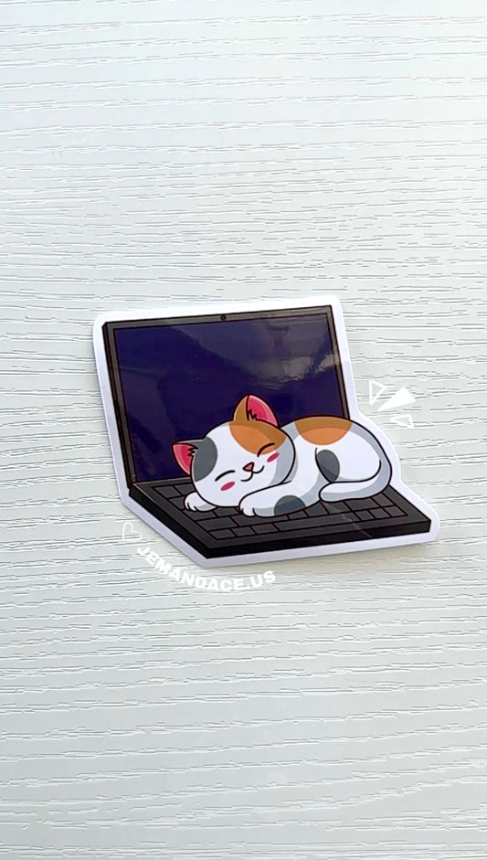 Computer Cat Vinyl Sticker